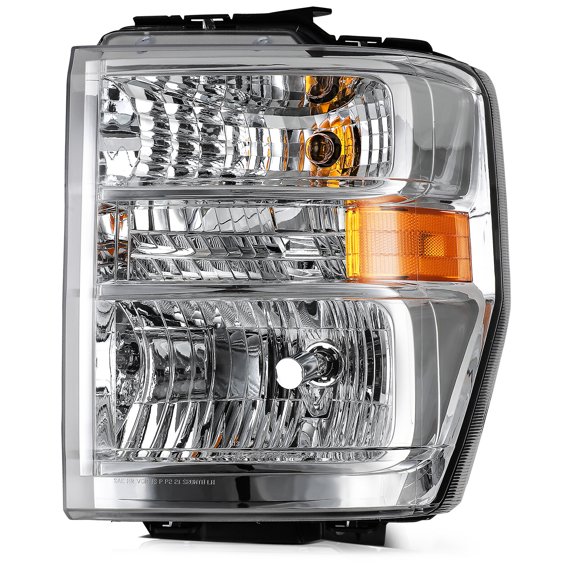 ECCPP Headlight Assembly Compatible For Ford E-150/E-250 2008-2014,For Ford E-350 Super Duty/E-450 Super Duty/F650/F750 2008-2019 2021 Driver Side (Chrome Housing Clear Lens)