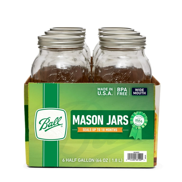 Multi-Purpose Glass Mason Jar with Flip Top Lid for Pickles and Spices,  Large Mason Jars Wide Mouth with BPA-FREE Plastic Lids for Jam and  Fermenting