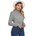 thumbnail image 6 of COMOSOFFER Gray Turtleneck Lightweight Sweaters for Women Soft Sweaters Womens Turtleneck Long Sleeve Pullover Knit Sweater Tops, 6 of 7