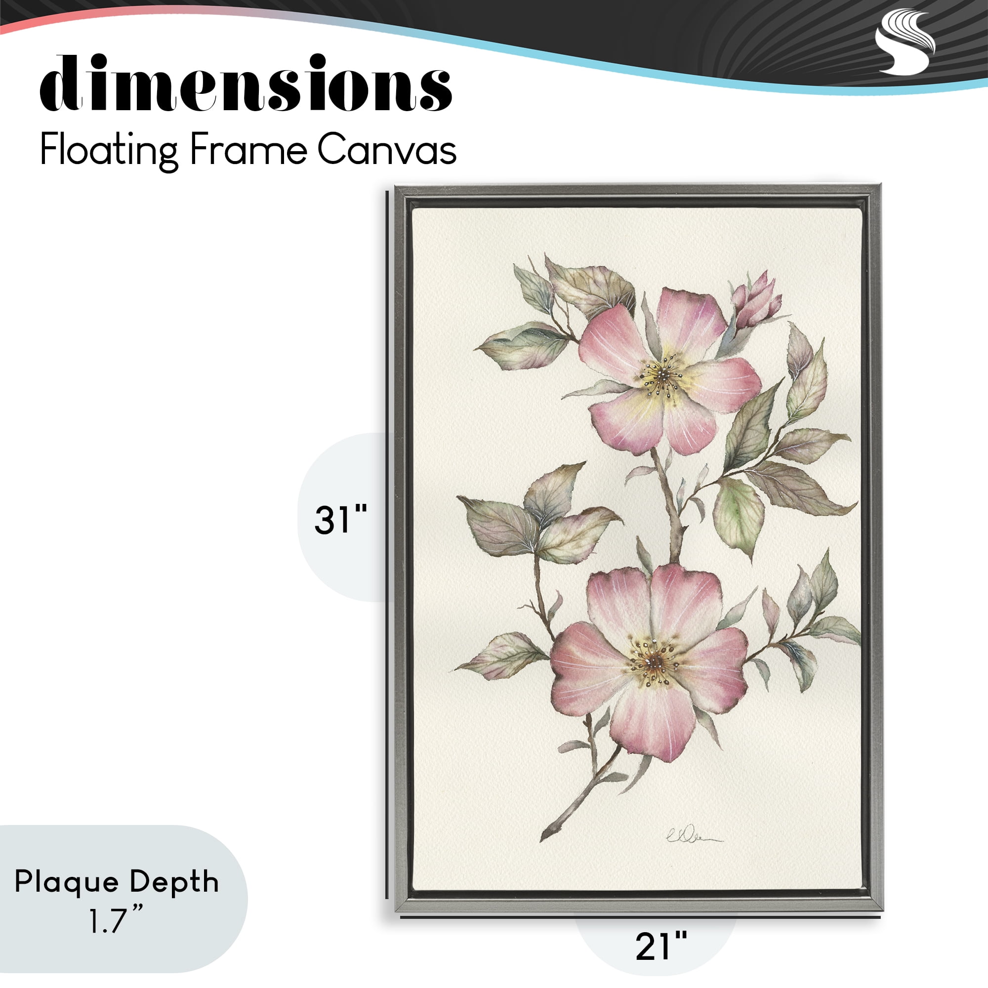 Stupell Industries Two Flowers Natural Study Gray Framed Floater Canvas Wall Art, design by Cady Driver