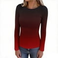 thumbnail image 6 of VEKDONE Women Long Sleeve Shirts Ribbed Knit Slim Fit Tops Gradient Color Basic Tee Casual Stretch Crewneck Blouses Underscrubs Layer Clothes, 6 of 8