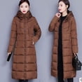 thumbnail image 3 of Chaqueta de algodón para mujer en invierno, estilo medio a largo, chaqueta de algodón por encima de la rodilla, chaqueta de algodón con capucha y gruesa, 3 of 6