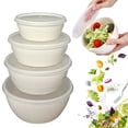 thumbnail image 2 of 4 Pcs Plastic Prep Bowls with Lids,Reusable BPA-Free Nesting Plastic Small Mixing Bowl Set for Mixing,Baking,Prepping,Cooking and Serving Food,Microwave and Dishwasher Safe (Z1-White), 2 of 6