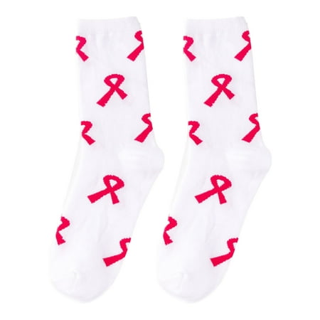 

6-Pack Womens Socks Unisex Cancer Awareness Theme Printed Mid Calf Casual Socks