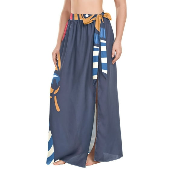 FORMRS Womens Beach Sarong Semi-Sheer Bikini Wrap Skirt Swimsuit Cover-ups, Blue Dog Artist