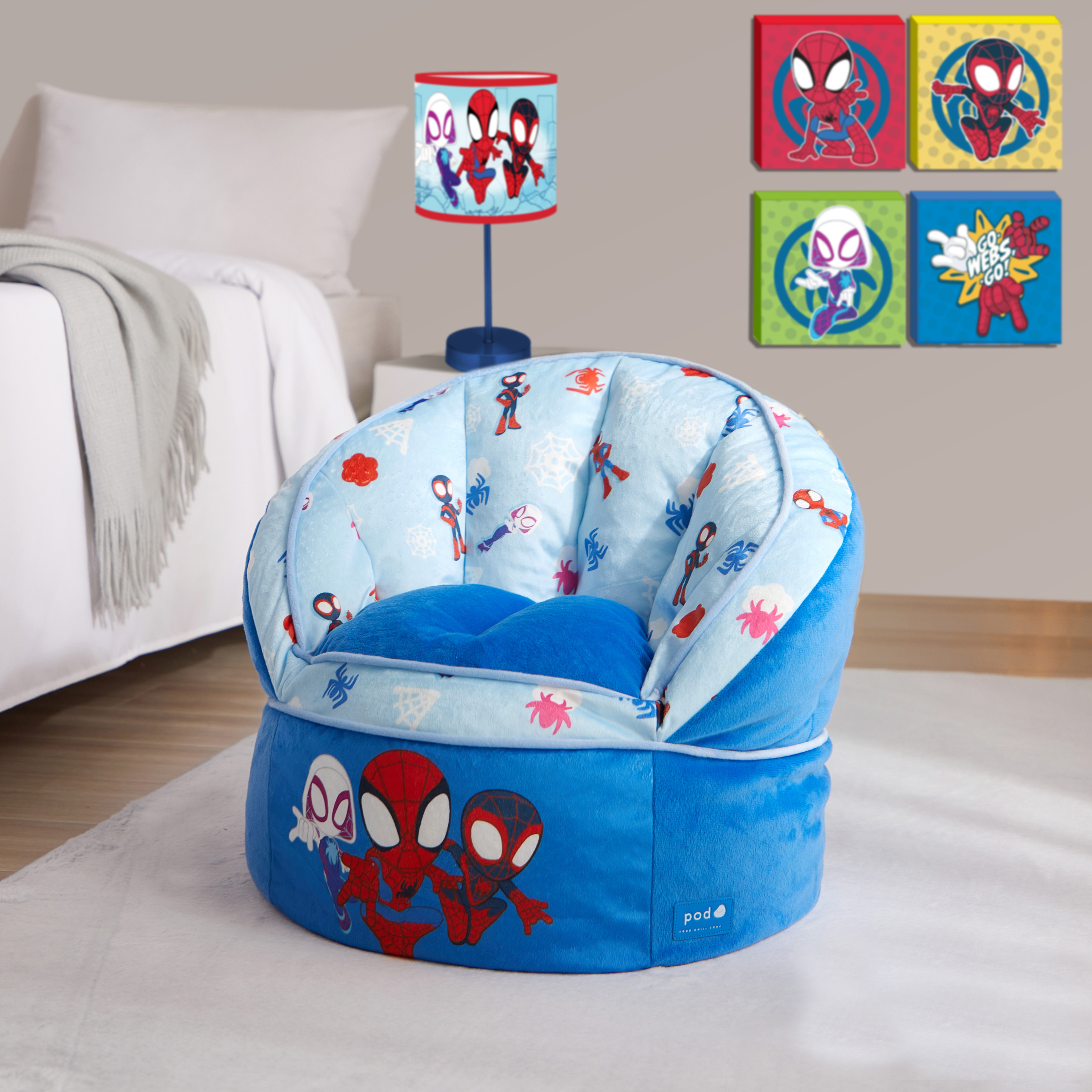 Marvel Spider-Man Kids Bean Bag Chair, Blue photo 2