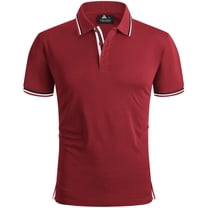 Geeksport Polo Shirts for Men Short Sleeve Solid Color Causal Collared Golf Tennis T-Shirt Men's Golf Polo Shirts Business Polo Shirts Red M
