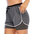 thumbnail image 6 of Women's 2 in 1 Running Shorts Workout Athletic Gym Yoga Shorts with Pockets, 6 of 8