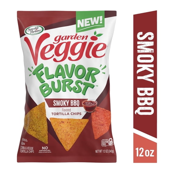 Sensible Portions Garden Veggie Flavor Burst Smoky BBQ Tortilla Chips, 12 oz