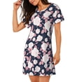 thumbnail image 2 of Logiee Leaves Flower Print Nightgowns for Women,Soft Short-Sleeved Lightweight Sleepwear, Loose Sleepshirts, 2 of 6