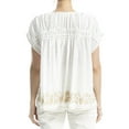 thumbnail image 2 of Max Studio womens  Embroidered Cap Sleeve Notch Neck Top, s, 2 of 3
