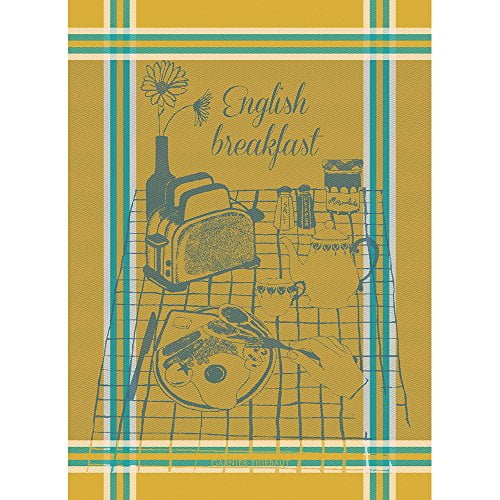 Garnier Thiebaut English Breakfast, Curry, French Woven Kitchen/Tea Jacquard Towel, 100 Percent Cotton