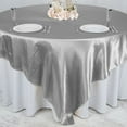 thumbnail image 3 of BalsaCircle 90" x 90" Silver Square Satin Table Overlays Wedding Party Tablecloth Catering, 3 of 8