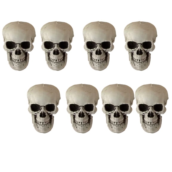 8-Pack Mini Skulls Halloween Decorations with Mesh Bag, Faux Bone White, for Haunted House Display, Skeleton Halloween Props