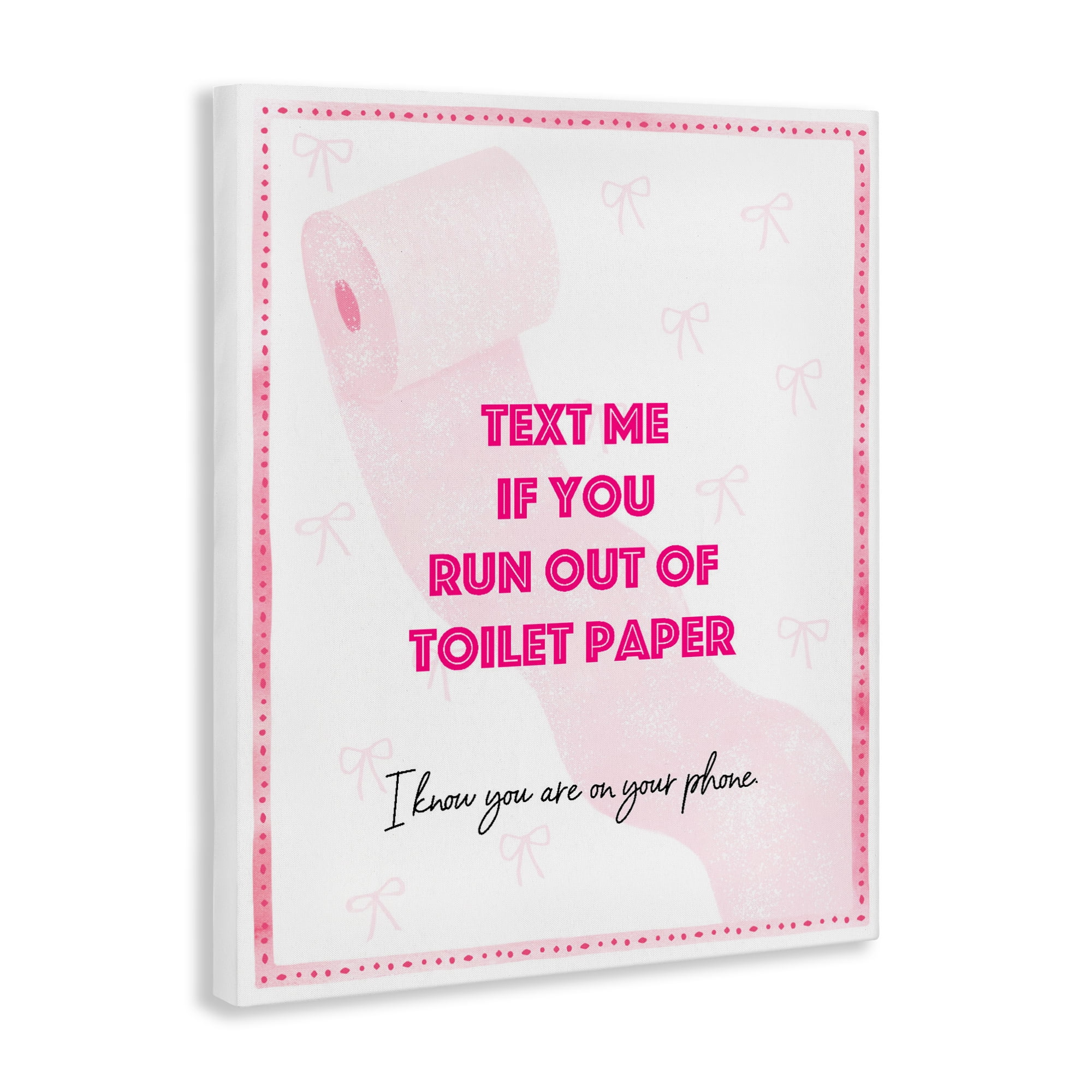 Pink Text for Toilet Paper Canvas Wall Art, design by Ziwei Li