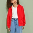 thumbnail image 5 of Hinvhai Girls Zip Up Hoodies Cropped Sweatshirts Long Sleeve Jackets with Pockets Kids Tops Clothes Red 9, 5 of 8