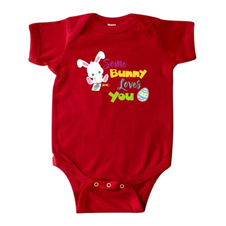 

Inktastic Some Bunny Loves You White Bunny Easter Egg Gift Baby Boy or Baby Girl Bodysuit