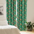 thumbnail image 2 of Ambesonne Tropical Window Curtains, Exotic Parrot Pomegranate, Each 28" W x 63" L, Jade Green and Multicolor, 2 of 4