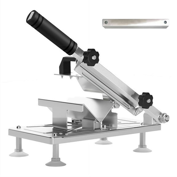 Manual Frozen Meat Slicer, Stainless Steel Cutter with Spare Blade for Beef & Mutton Rolls, Vegetable Meat Slicer for Home Cooking, Hot Pot & BBQ