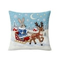 thumbnail image 2 of Reindeer Sleigh Christmas Pillow Cover – Festive Cotton Decorative Pillow Case with Classic Holiday Design Hidden Zipper for Sofa Bed Couch Living Room Home Christmas Decor Machine Washable, 2 of 6