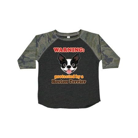 

Inktastic Boston Terrier Dog Protected by Gift Toddler Boy or Toddler Girl T-Shirt