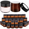 thumbnail image 1 of Frascos de vidrio Bumobum, 2 oz/60 ml, color ámbar con tapas, paquete de 48 tarros de crema, 1 of 6