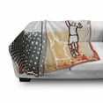 thumbnail image 3 of Basketball Soft Flannel Fleece Throw Blanket, Basketball Player in the Middle of Game Dotted Background Doodle Style Art, Cozy Plush for Indoor and Outdoor Use, 50" x 60", Orange Black, by Ambesonne, 3 of 6