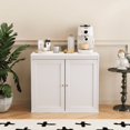 thumbnail image 1 of Gabinetes de almacenamiento de cocina con puertas dobles, gabinetes de barra de café con estantes ajustables, aparadores para comedor, sala o entrada, gabinetes blancos modernos,Blanco, 1 of 5