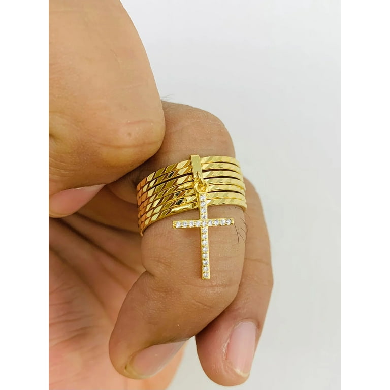 Semanario Cross Ring in Gold Filled for Womens Mens / Semanario Ring / Cross  Weekly Ring for Womens / Anillo Semanario de Cruz Para Mujer 