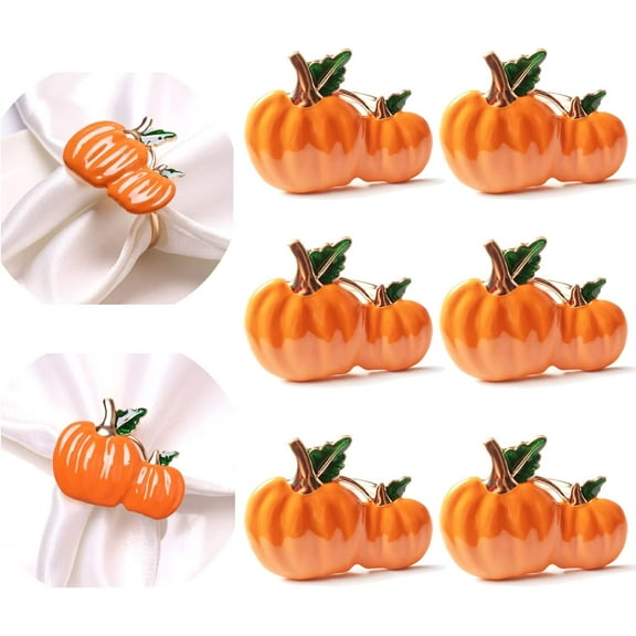 Napkin Rings Set of 6, Metal Napkin Rings Holder, Fall Napkin Rings for Dinner Wedding Holiday Christmas Thanksgiving,Party Banquet Buffet Table Setting Decor
