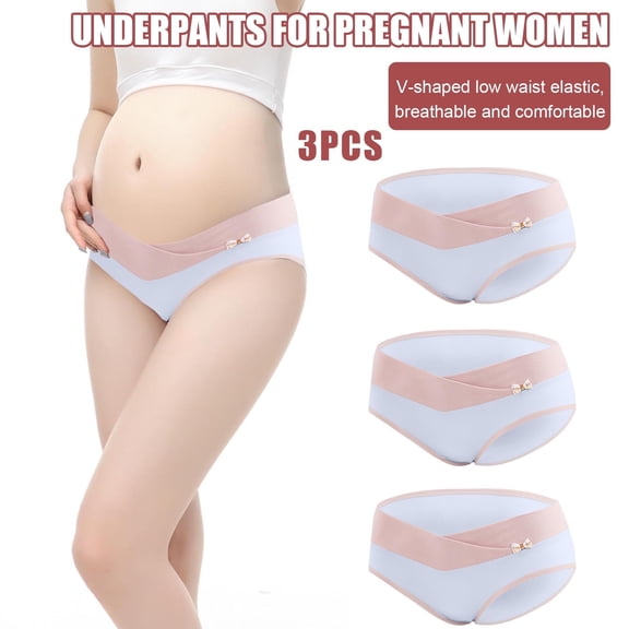 OSFVNOXV Womens Maternity Underwear Under Bump Low Rise No Show Soft Seamless Underwear for Pregnancy Mother 3 Pack