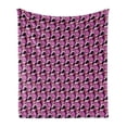 thumbnail image 1 of Abstract Soft Flannel Fleece Throw Blanket, Irregular Geometrical with Bold Outlines and Spots, Cozy Plush for Indoor and Outdoor Use, 50" x 70", Purple Pink, by Ambesonne, 1 of 5