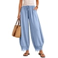 thumbnail image 3 of MLCDZ Lace Wide Leg Pants for Women Elastic Waist Drawstring Summer Lightweight Breathable Casual Pants Home Indoor Activities Trousers with Pockets, 3 of 8