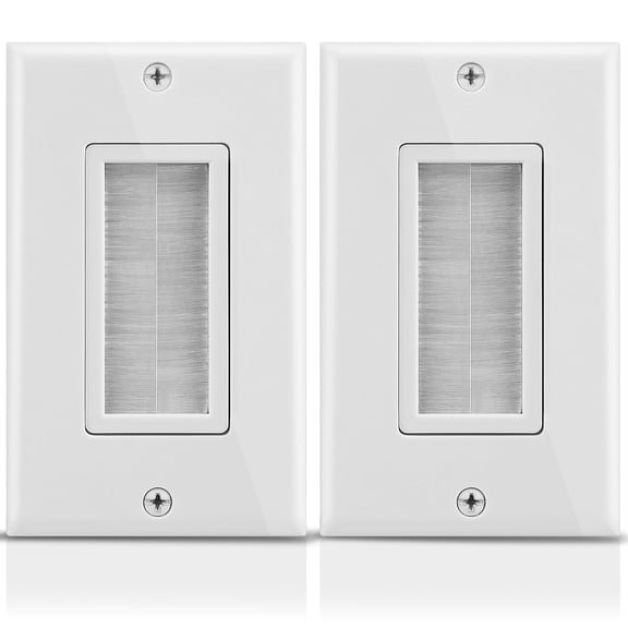 Fosmon 1-Gang Wall Plate (2 Pack) Brush Style Opening Passthrough Low Voltage Cable Plate in-Wall Installation for Speaker Wires, Coaxial Cables, HDMI Cables, Network-Phone Cables