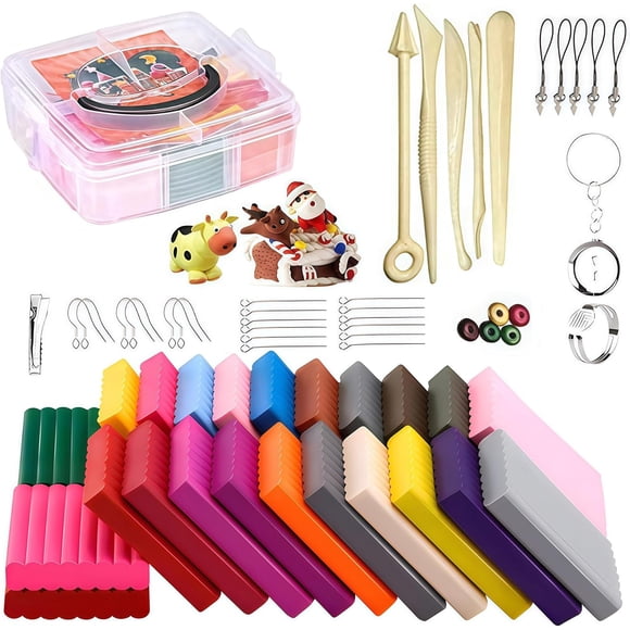 Foamy Moldeable Kit 63 Piezas,24 Colores Arcilla Para Modelar,Plastilina de DIY, Arcilla Polimerica Escultura y Accesorios Para Modelado,El Mejor Regalo Para Niños y Niñas Seguro y No Tóxico