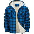 thumbnail image 6 of Xyxonk Winter Heavy Warm Sherpa Lined Fleece Plaid Flannel Jacket Men Plus Size M-3XL Big&Tall Mens Coat with Pockets,Royal Blue 3XL, 6 of 7