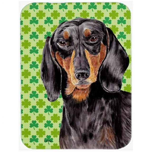 Carolines Treasures SC9283LCB Dachshund St. Patricks Day Shamrock Portrait Glass Cutting Board - Large