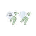thumbnail image 2 of BemeyourBBs Newborn Baby Boy Fishing Outfit Spring Fall Winter Clothes Letter Print Romper Fish Pants Hat Set, 2 of 9