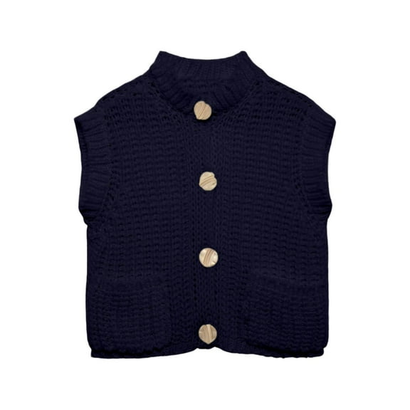 VNKIDY Women's Knit Sweater Vest Sleeveless Crewneck Solid Color Coat Relaxed Fit Warm Cardigan For Cold Weather Daily Wear Stylish Knitwear