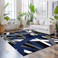 thumbnail image 3 of Large Area Rugs 5'x8', Navy Blue Black Geometric Carpet Runner Indoor Outdoor Rugs Home Decor Aesthetic, Modern Art Abstract Grey Line Non Slip Mats Washable Accent Rug for Living Room Bedroom, 3 of 8