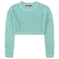 thumbnail image 5 of Socal Look Women's Cotton Crochet Sweater Long Sleeve Summer Casual Pullover Mint Green, Medium, 5 of 5