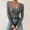 Grey, variant on DuoJiaJ Women Casual Solid Color Deep V Neck Stretch Knit Long Sleeve Top Womens Thermal Underwear Multicolor One Size