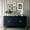 Navy Blue, variant on Champagne Silver Lacquered 4 Door Cabinet / Adjustable Shelves for Living Room Storage