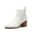 WHITE-PU, variant on Women's Retro Elastic Chelsea Ankle Boots Fashion Low Chunky Block Heel Pointed Toe Fall Heeled Booties Shoes