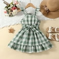 thumbnail image 2 of TAIAOJING Toddler Little Girls Dress Summer Plaid Skirt Patchwork Ruffled Sleeveless Dress Comfort 12-24M, 2 of 9