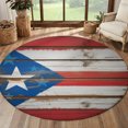 Puerto Rican Rug Designs Puerto Rico Flag on Vintage Wood Background Round Area Rug Living Room ...