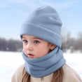 thumbnail image 2 of UngA 2Pcs Kids Winter Hat and Scarf Set Toddler Soft Slouchy Hat Fleece Lined Scarf for Boys Girls (Light Blue,4-10 Years), 2 of 7