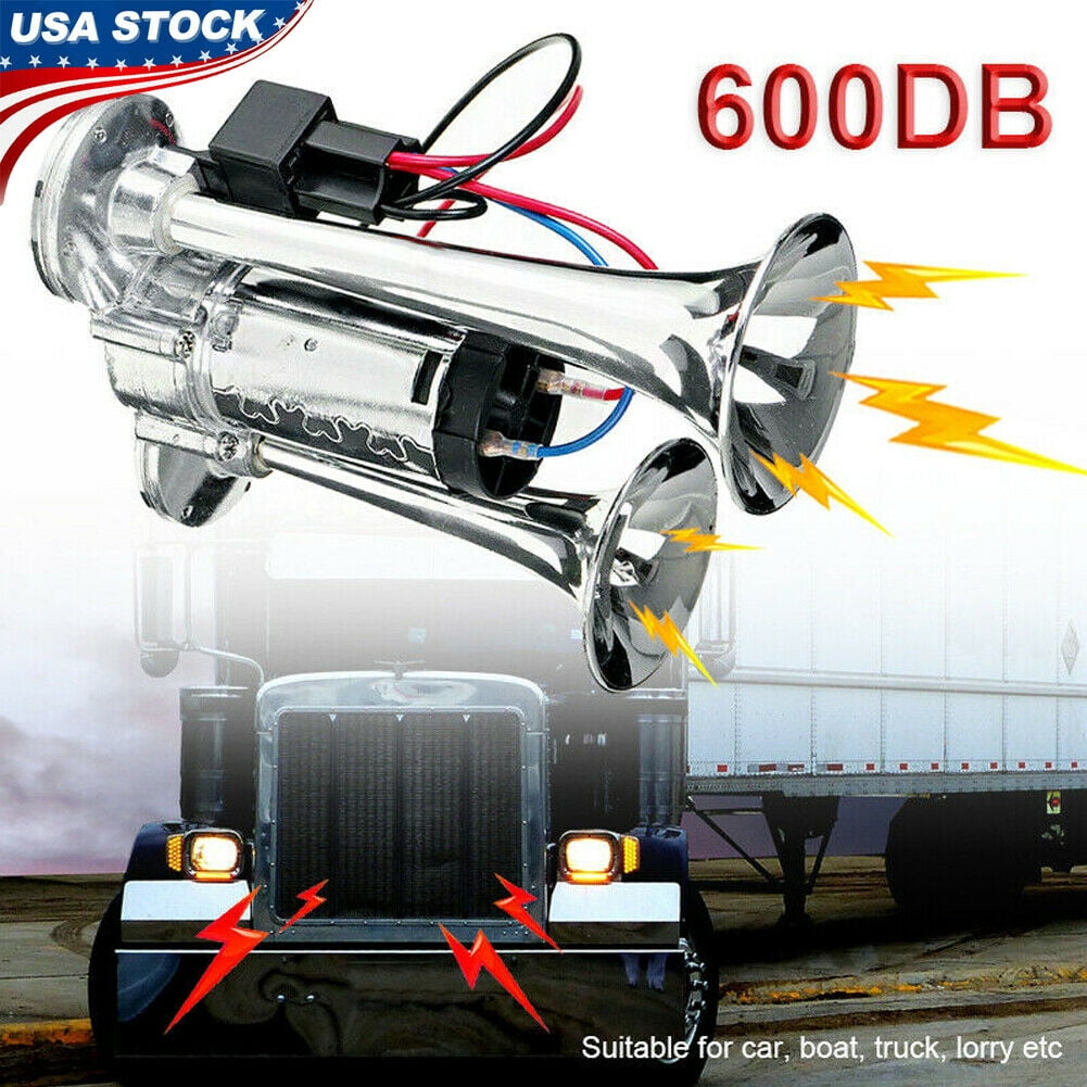 Super Loud Car Electric Horn 600DB 12V Dual Trumpets Truck Boat Train  Speaker