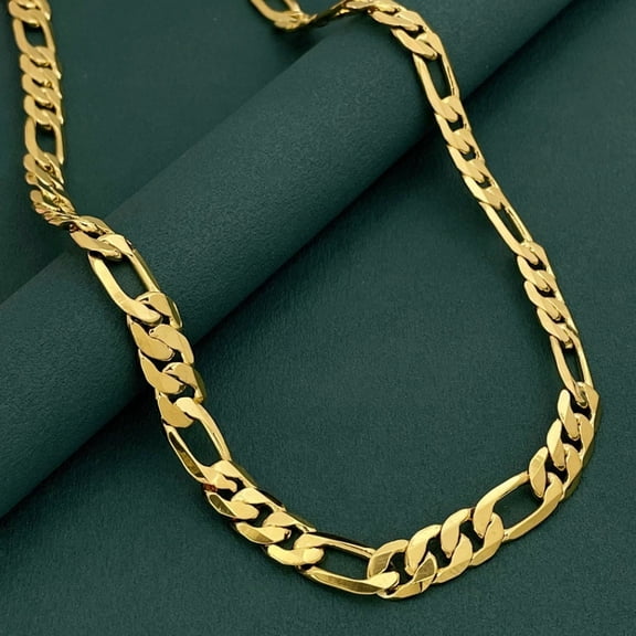 14k Real Gold Filled Necklace for Men, Real Solid 14k Yellow Gold Chain, 6mm and 18" Italian