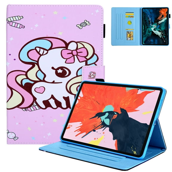 iPad Pro 11 Case 2020 2nd Generation, Allytech PU Leather TPU Inner Smart Cover Auto Sleep Wake Folio Flip Kickstand Full Protection Case for Apple iPad Pro 11 2nd Gen, Candy Unicorn